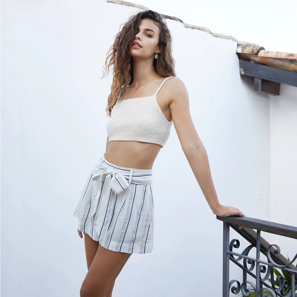 Rails High Waist Cream and Gray Striped Shorts linen blend medium - Picture 1 of 9